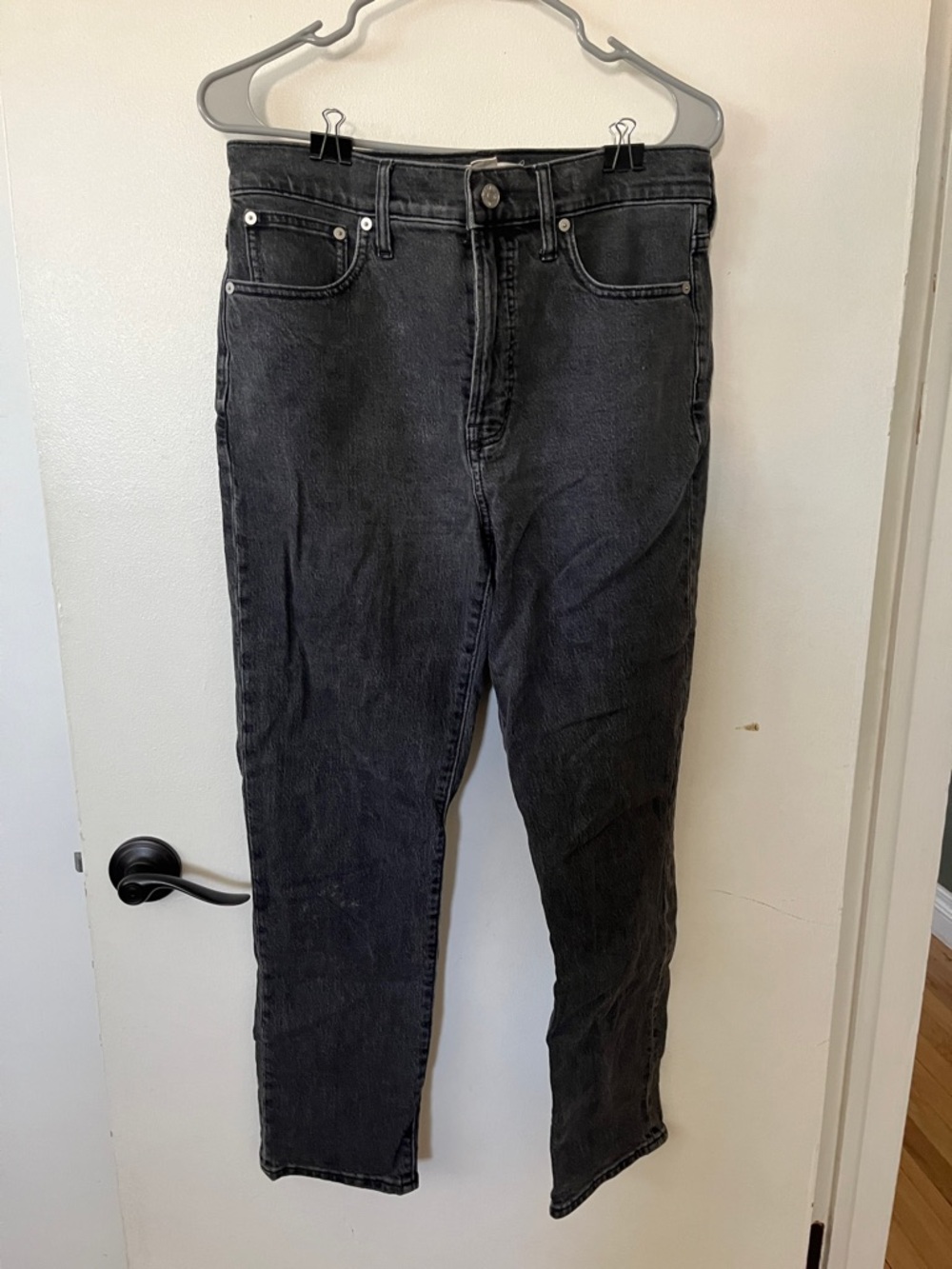 Madewell Straight Leg Jeans in Washed Black